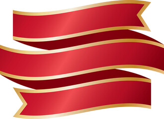 Elegant Red Ribbon with Gold Border Banner Label Illustration