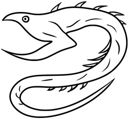 Gulper Eel Vector Outline Line Art Drawing