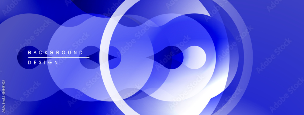 Leinwandbilder abstract blue design features overlapping circles, waves. gradient creates depth, modern aesthetic. 