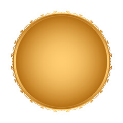 Golden circle frame with gold award ribbon icon	