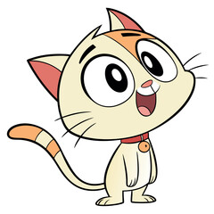 Whimsical Cartoon Cat with Bright Colors and Expressive Eyes