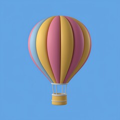 Fototapeta premium Colorful 3d rendered hot air balloon isolated against a vibrant blue background