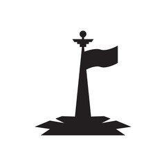 Black flagpole silhouette vector design