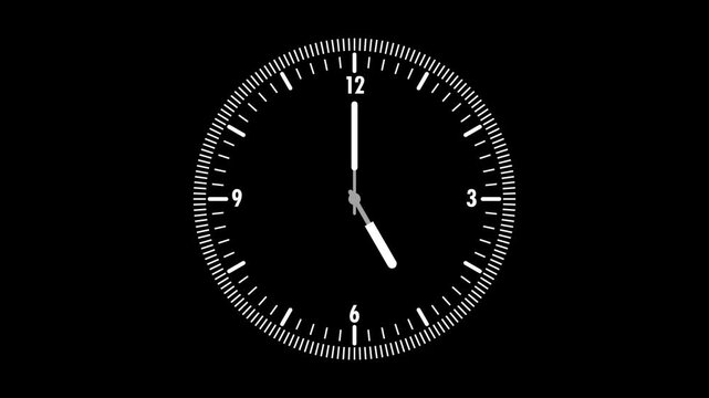 4k seamless white clock icon animation on a black background