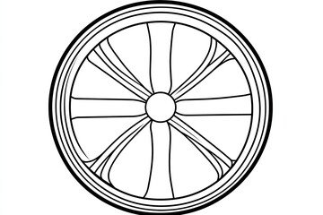 Detailed outline drawing of a wheel.