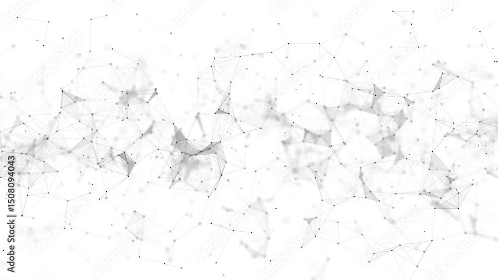 Aufkleber futuristic flow of digital dynamic particles from lines and dots on a white background. network conn