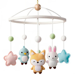 Musical baby mobile with plush toys