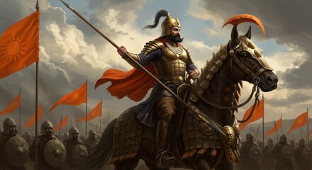 Fototapeta premium Maharana Pratap, Rajput Warrior and King of Mewar, Rajput, Mewar, warrior, king, Hindu, India, Indian history, historical