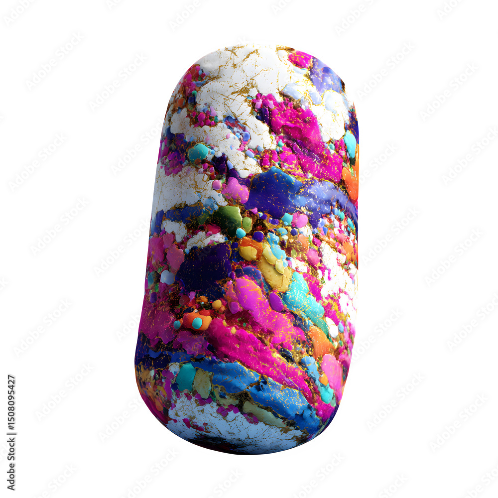 Poster abstract colorful cylinder with a textured surface and a black background in a studio setting