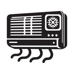 Air Conditioner Silhouette Vector Design Black and White Illustration