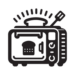 Black and White Toaster Oven Silhouette Vector Design Illustration