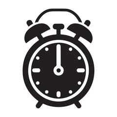 Alarm Clock Vector Silhouette Illustration Time Management Symbol Black