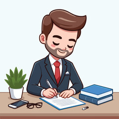 a boss is signing a contract