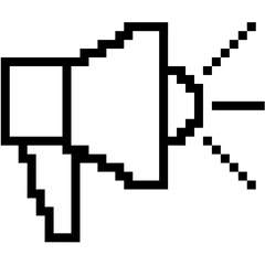 Pixel megaphone icon vector for announcement, sound alert, and public voice themes. Ideal for retro games, campaign design, and broadcast interface illustrations.