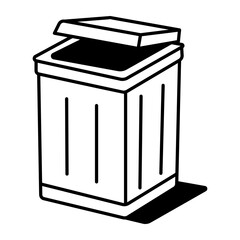 A hand drawn style icon of waste container