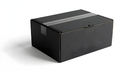 Small Black  Cardboard Shipping Box with Black Tape Seal