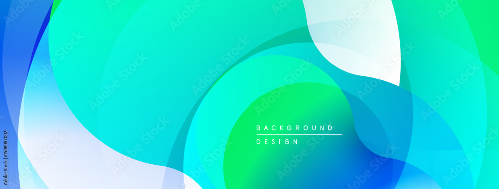 Leinwandbilder Abstract fluid shapes, vibrant turquoise, green hues. Smooth gradients create dynamic visual flow. Modern design element.