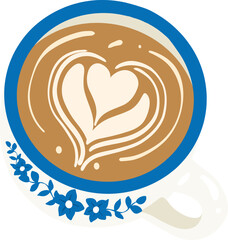 Latte Art Heart in Coffee Cup