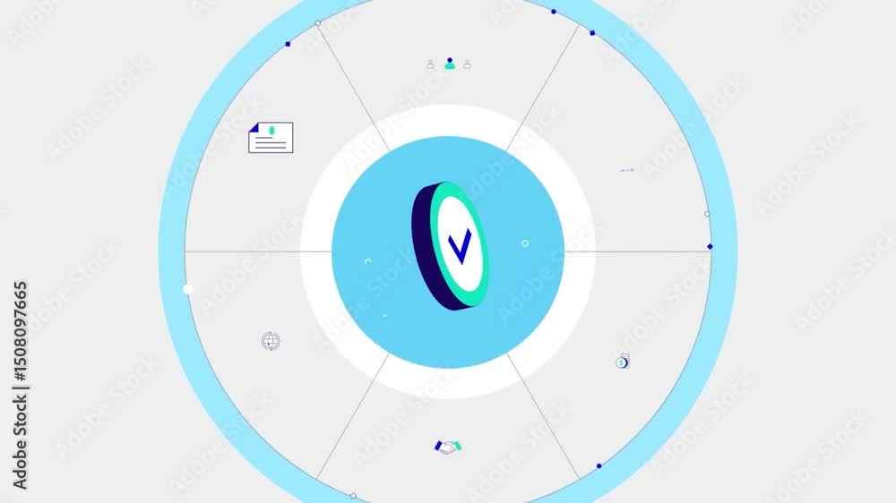 Poster success and security concept in business data interface with verified icon