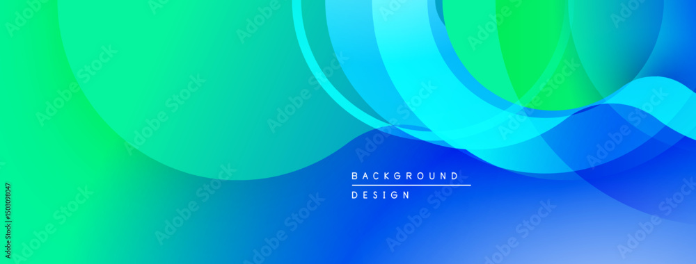 Poster abstract background features flowing shapes, vibrant blue, green gradients. modern design element fo