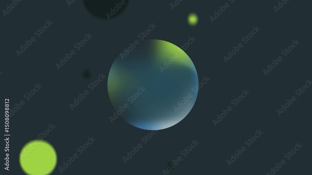 Poster floating digital spheres in abstract dark tech background animation