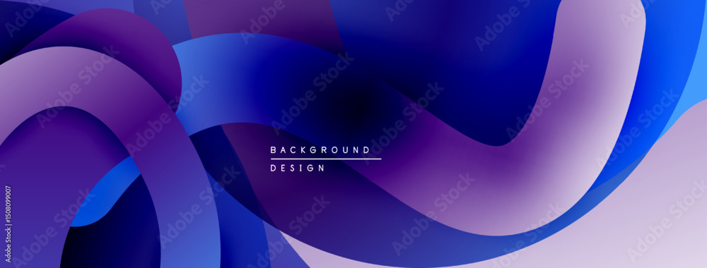 Aufkleber Abstract fluid shapes, vibrant purple hues, smooth gradients create dynamic background design. Modern aesthetic, flowing forms.