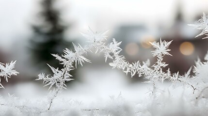 Obraz premium frost crystals forming intricate patterns on a windowpane
