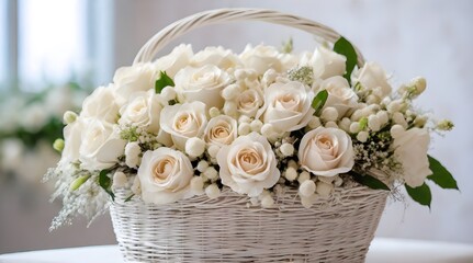 Beautiful wedding bouquets in white bask.generative.ai