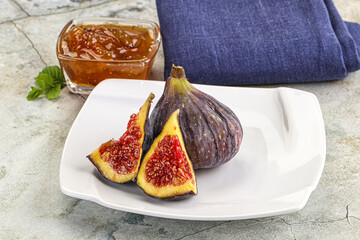 Purple ripe fig with cut