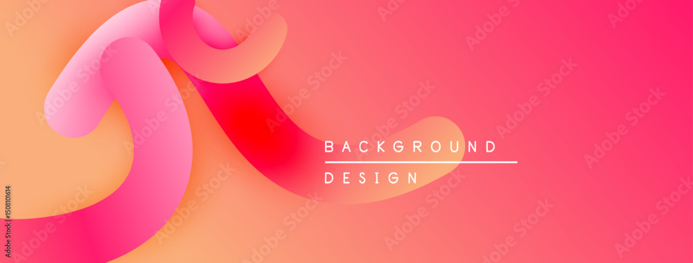 Poster Abstract flowing shapes, vibrant pinks, oranges create dynamic background. Modern design, smooth gradients suggest movement, energy.