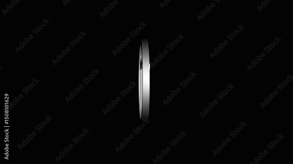 Poster abstract geometric graphic of two parallel lines within a circular frame on black