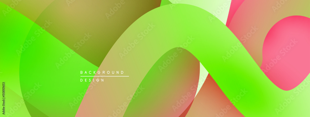 Leinwandbilder Abstract background features overlapping translucent shapes. Colors include green, orange, pink, creating dynamic visual effect. Smooth gradients present.