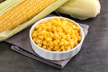 Canned sweet young corn grain