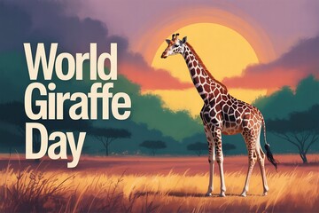 Giraffe Standing Tall Savanna Landscape