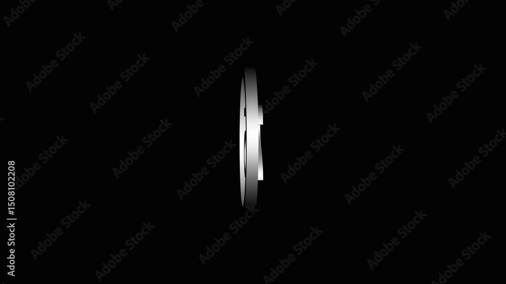 Poster modern 3d silver initial letters cs inside a circle on black background