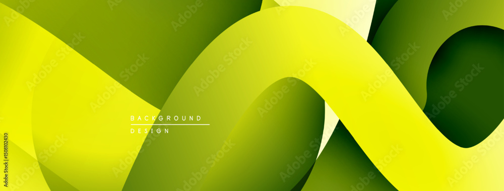 Poster abstract fluid shapes, vibrant green hues, modern design. smooth gradients create dynamic compositio