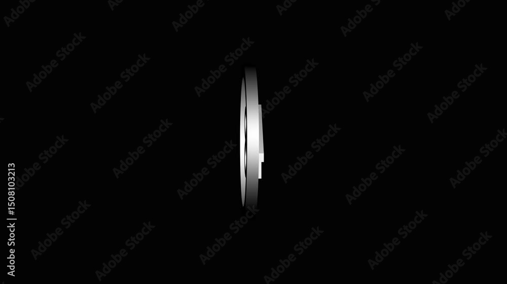 Poster animated 3d number eighty-four within a silver circle on a black background