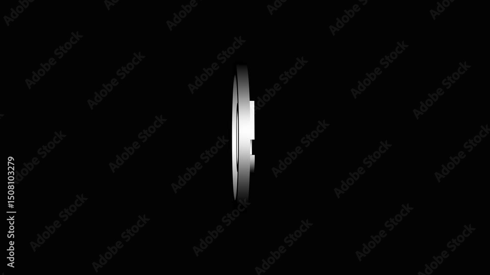 Poster silver metallic number twenty with circle on a black background animation