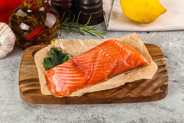 Piece of cut salmon fillet
