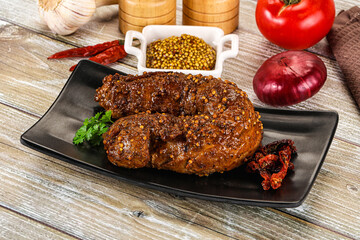 Baked pork tenderloin with mustard