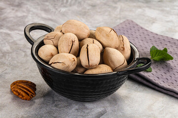 Crunchy pecan nut in the bowl