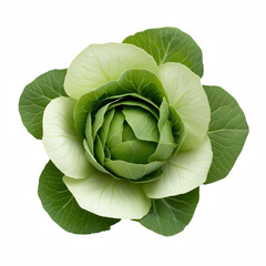Obraz premium A vibrant green cabbage with intricate leaf patterns, perfect for food visuals.