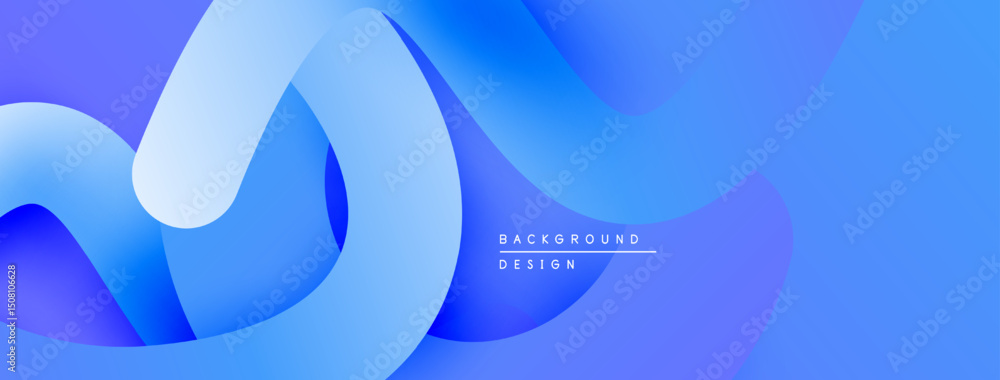 Aufkleber Abstract blue layers create flowing shapes. Gradient colors suggest depth, modern design elements. Minimalist aesthetic.