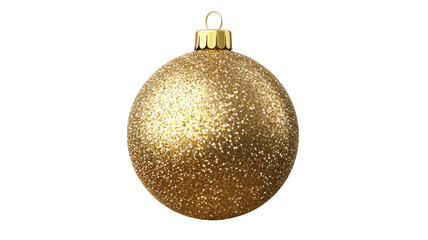 Title: Gold Glitter Christmas Ball Icon  3D Render Isolated on White Background for Festive Design