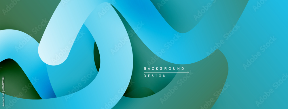 Poster abstract flowing layers, blue green hues. modern design element, smooth gradients, dynamic compositi