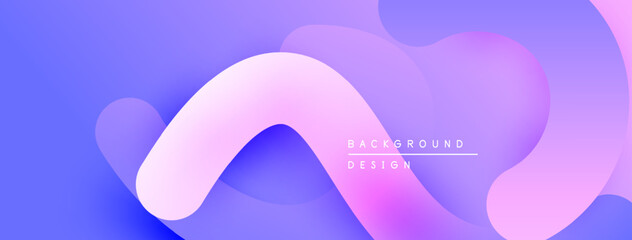 Abstract fluid shapes, purple hues dominate. Soft gradients create modern background design. Minimalist aesthetic, smooth transitions visible.