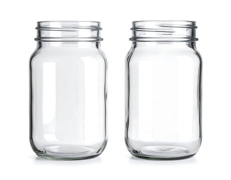 Two clear glass jars