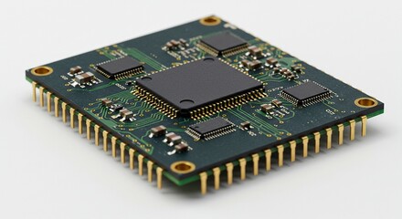 Square circuit board with central chip