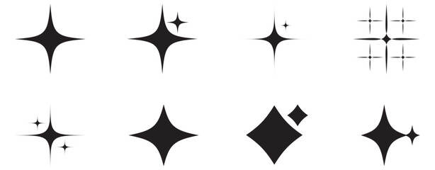 PrintSparkle vector icons set. Sparkle star icons. Shine icons. Stars sparkles vector. Shine symbol illustration. star sign collection. Collection of 32 Premium Quality Icons