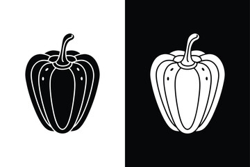 Black Pepper Silhouette Icon. Simple Chili Pepper Vector on White and Black